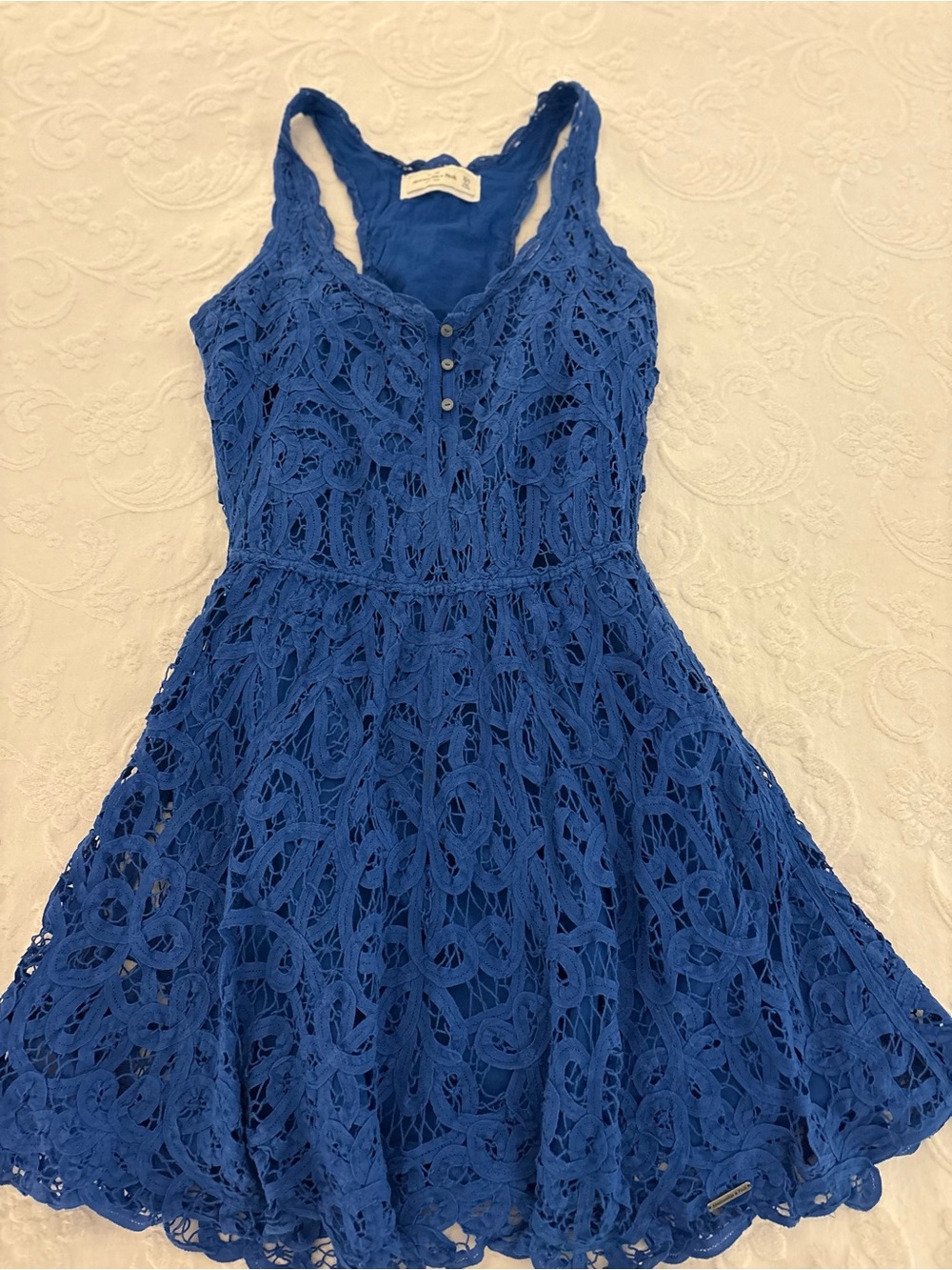 Abercrombie & Fitch Royal Blue Lace Sleeveless Skater Dress